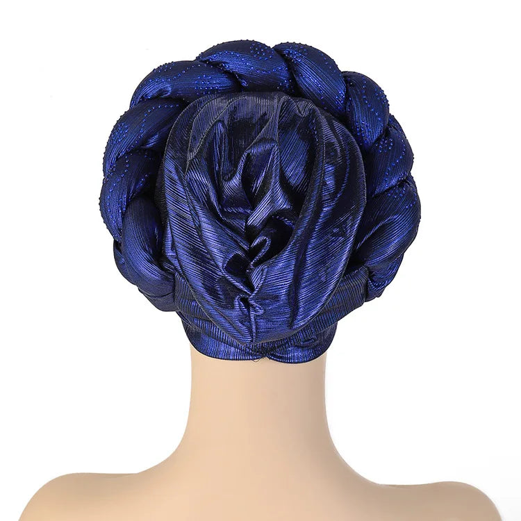 Bandeau africain tressé à diamants faits à la main Turban Femme Voiles de tête Pré-noués Foulard Bonnet Chapeau de mariage nigérian