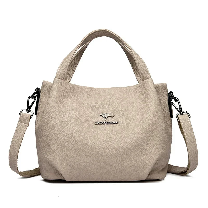 Damen Handtaschen aus weichem Leder Luxus Designer Handtasche Einfarbig Damen Schulter Umhängetasche und Geldbörse Pendler-Tasche