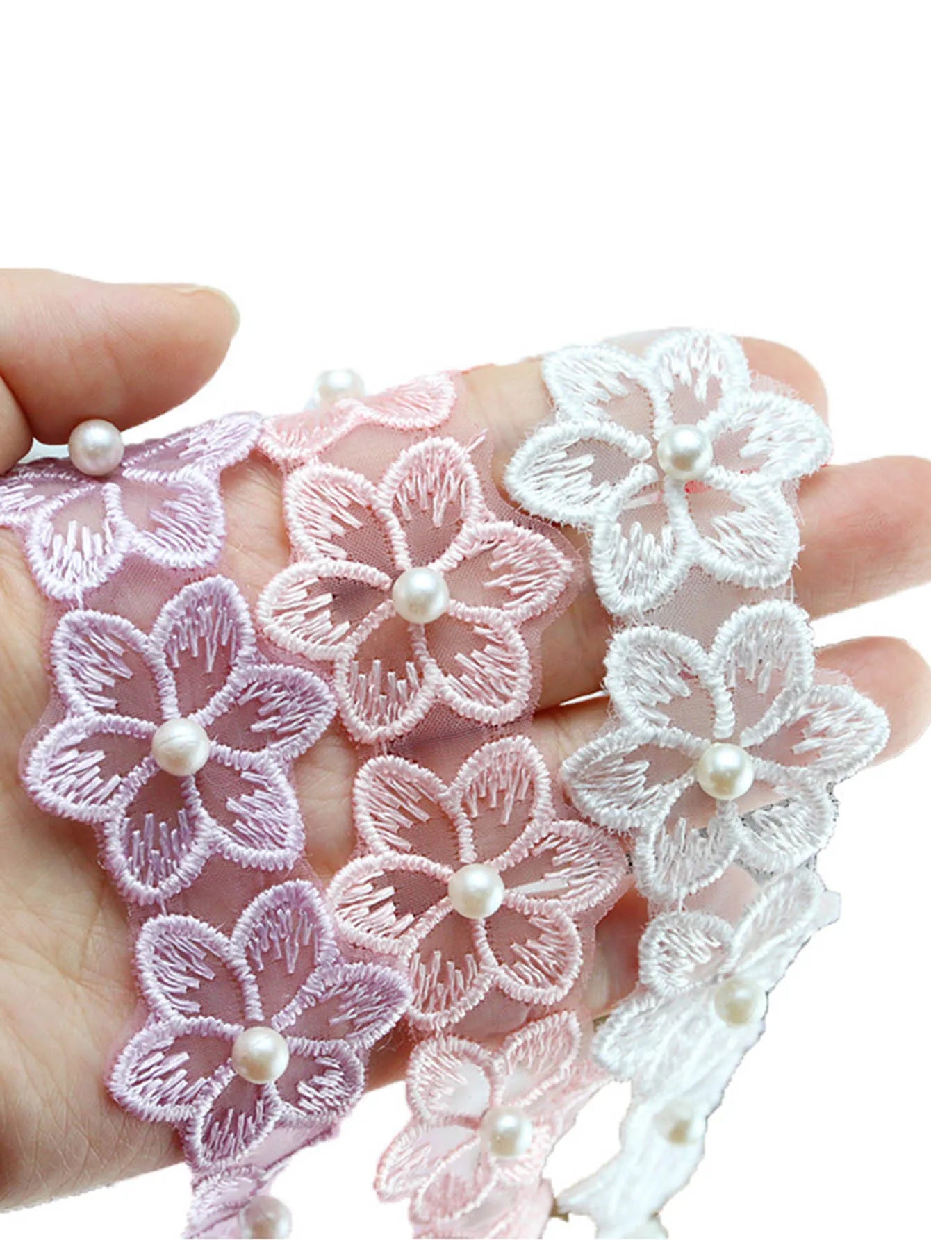 (1 Yards/roll) Width 3.4cm Color Nail Bead Eugen Yarn Six Flap Lace Clothing Matching Design Sense Girl Diy