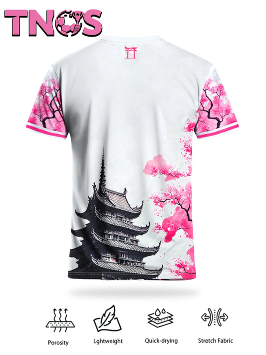 Japanese Dragon Men's Football Jerseys & Japanese Sakura Comfortable Sports Tops for Teenagers Football Match Training