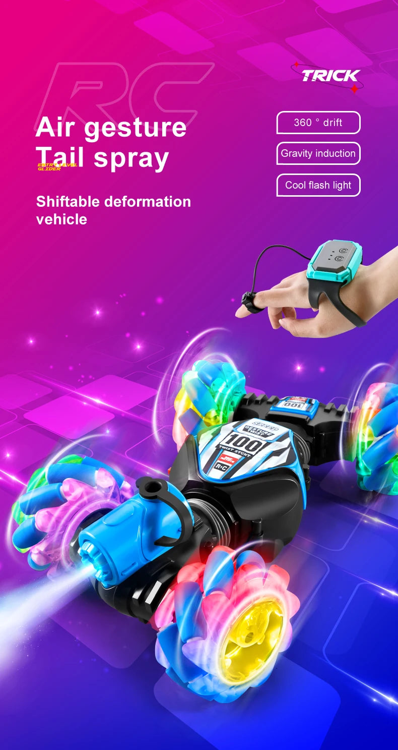 Top RC Stunt Car 2.4G Ferngesteuertes Auto RC Uhr Gestensensor LED Rotation Geschenk Elektronisches Spielzeug für Kinder Jungen