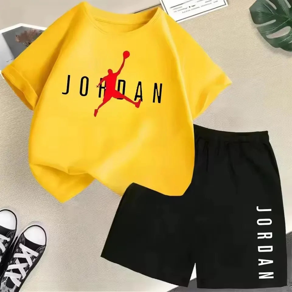 Sommer Kurzarm Kinder Set Slam Dunk Master Muster Print Sport T-Shirt + Shorts 2-teiliges Set Kinder Jungen Mädchen Mode Trainingsanzug