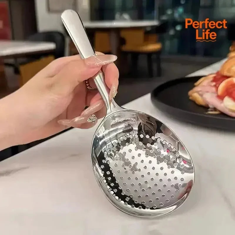 Stainless Steel Soup Ladle Long Handle Slotted Spoon Fruit Food Scoop Kitchen Tablespoon Cooking Utensils For Serving Straining