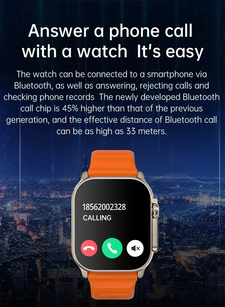 T900 Ultra 2 Watch Smartwatch Ultra Gen 2 IWO Watch NFC Bluetooth-Anruf Herzfrequenz Wasserdicht 2,2 Zoll Kabellose Fitnessuhr