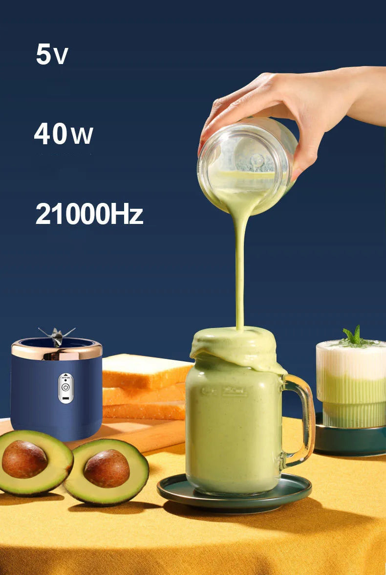 Tragbarer Entsafter Mixer 400ml Elektrischer Fruchtsaftmixer USB Ladefunktion Zitrone Orange Entsafter Tasse Smoothie Mixer Maschine 2 Tassen