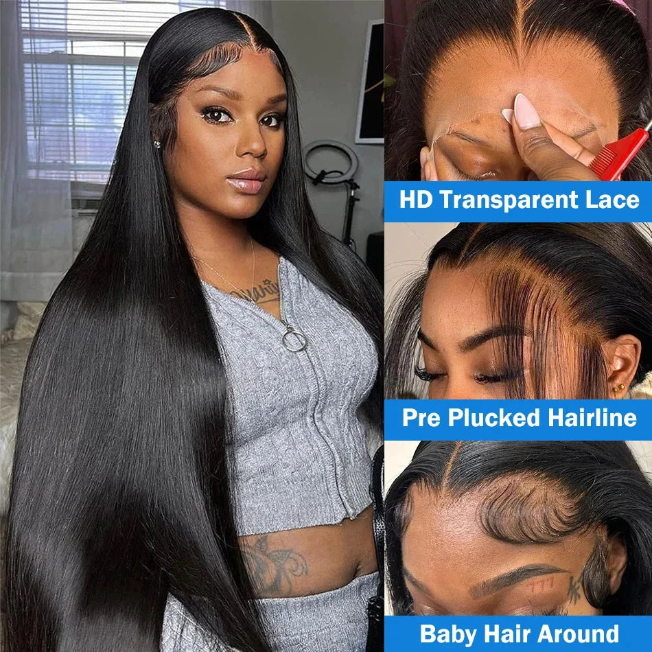 250 Dichte 30 40 Zoll Knochenglatte Lace Frontal Echthaarperücken Brasilianische 13x6 13x4 Transparente HD Lace Front Perücken für Frauen