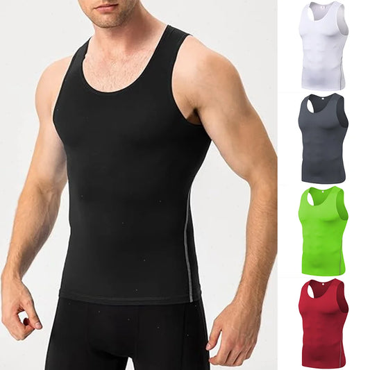 Débardeur de compression homme sans manches – Séchage rapide – Entraînement fitness, gym, couche de base, sous-vêtement, musculation, course à pied