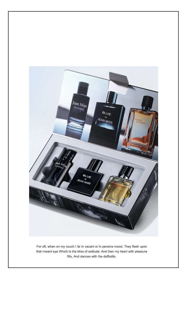 Wild Herren Parfüm Geschenkset 3*30ml Lang Anhaltendes Cologne für Männer Maskuliner Duft Eau De Toilette Kit Herren Tägliches Körperspray Box