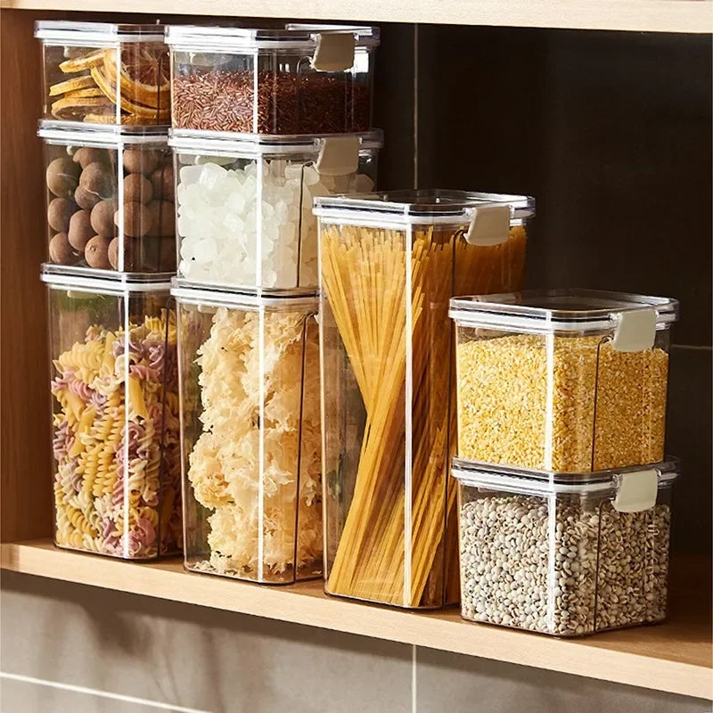 Bocaux scellés de 460 à 1800 ml, organisateur de cuisine pour le stockage des céréales, grand réservoir en plastique, boîte de rangement étanche à l'humidité, bocaux à condiments ménagers