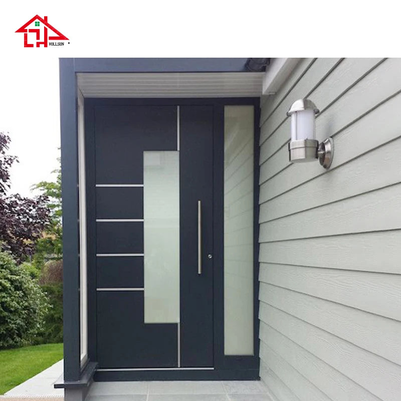 Moderne Aluminium-Haustür mit Milchglas, hochsichere Außentür, maßgefertigtes Design für Wohnvilla