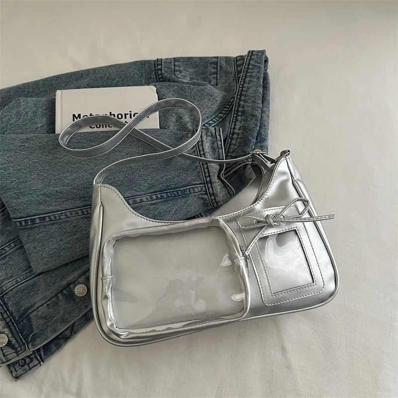 Sac bandoulière d'école pour femme, créateur japonais, sac à main, bourse Y2k Harajuku, sac à bandoulière pour femme, sac transparent coréen