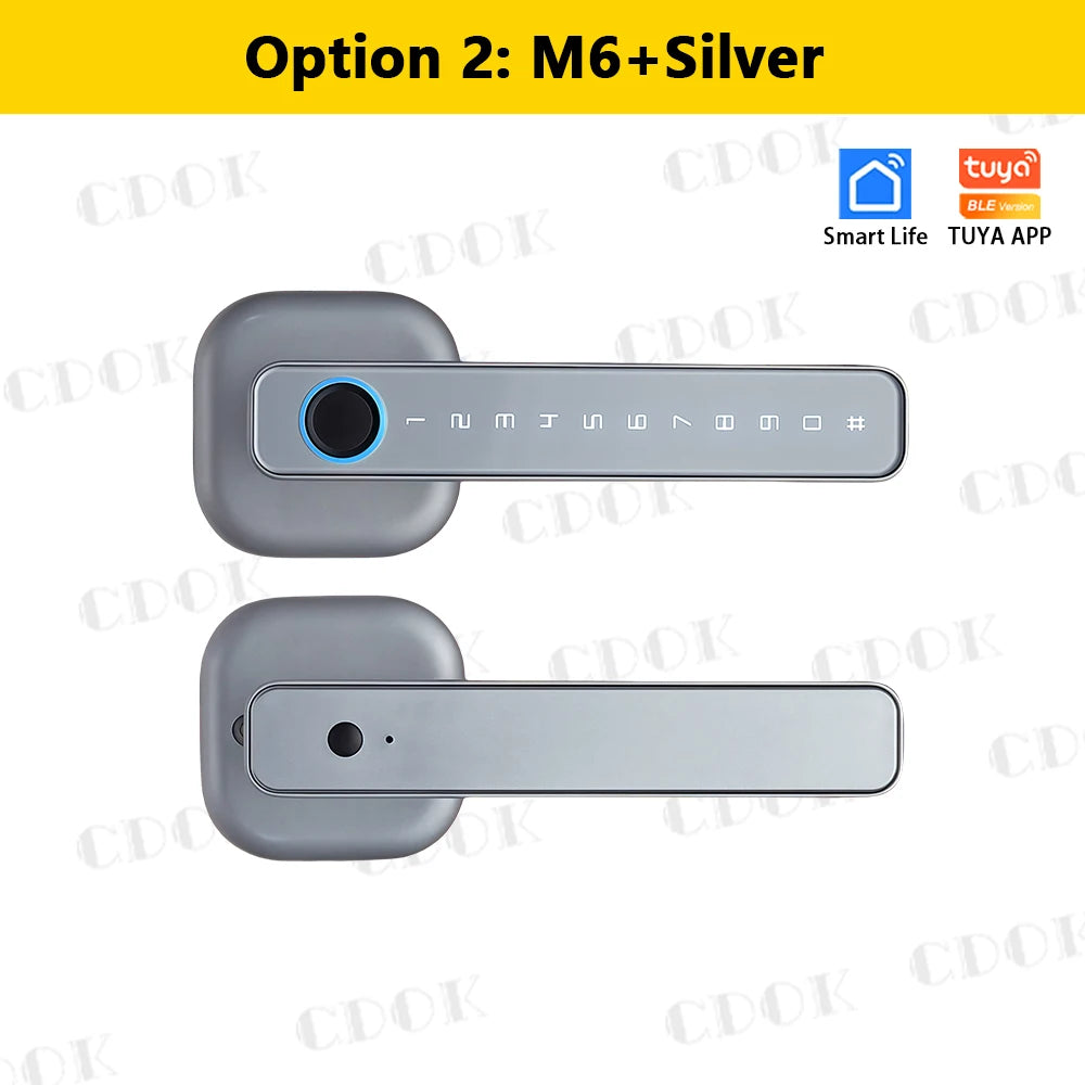 Serrure intelligente CDOK 2025 Nouvelle M6 Tuya Bluetooth, serrure de porte, serrure à empreinte digitale, serrure à mot de passe, méthodes de déverrouillage multiples