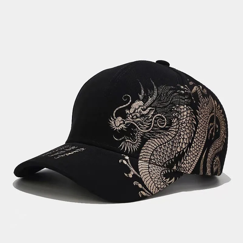 Casquettes de baseball Dragon Chinois imprimées pour hommes, Chapeau snapback en coton pour femmes avec motif de totem, Casquette de camionneur de protection solaire pour l'extérieur