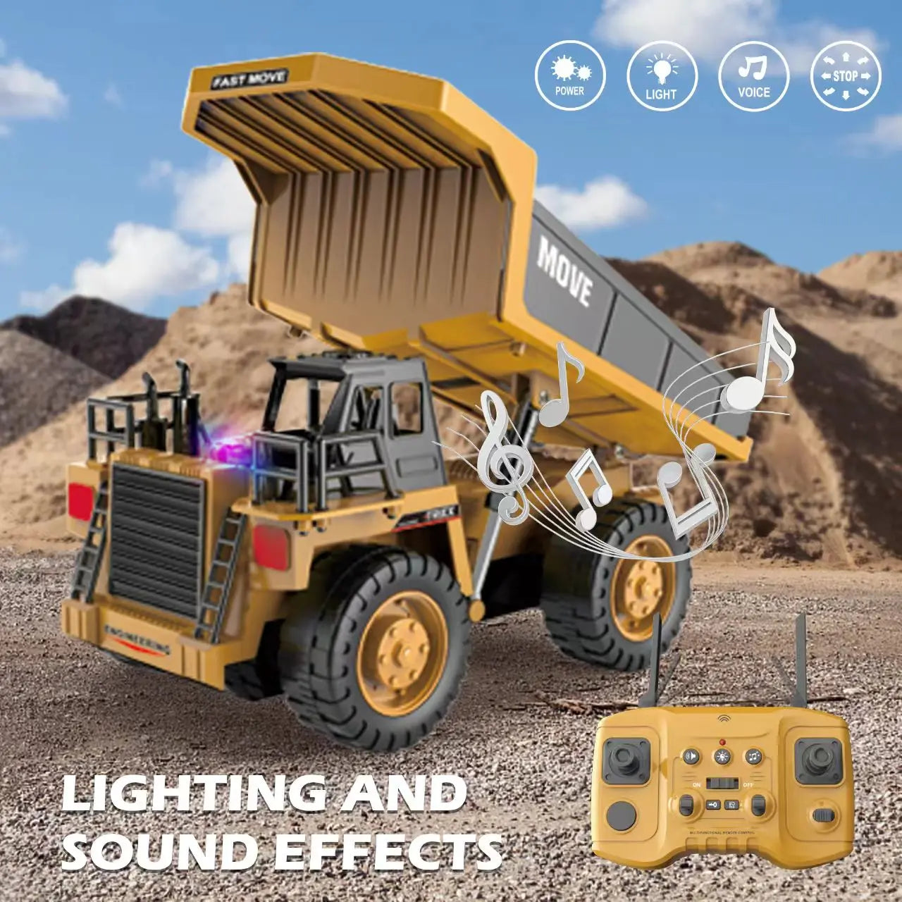 ZWN 1/16 1/20 Ferngesteuerter Bagger Kipper RC Modellauto Spielzeug Professionelles Legierungs-Simulations-Baufahrzeug für Kinder
