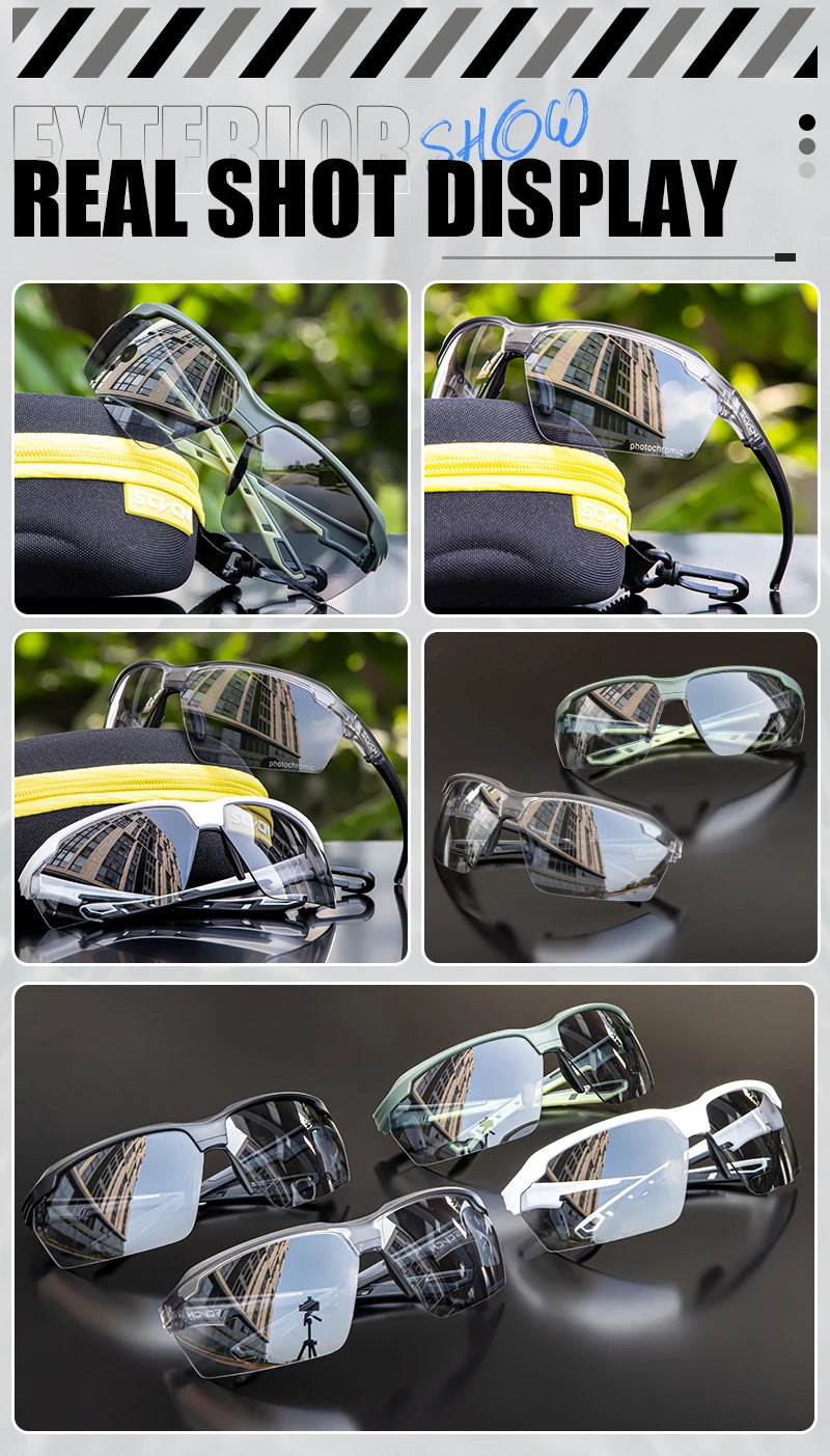 SCVCN Lunettes de soleil photochromiques Cyclisme Vélo VTT Randonnée Golf UV400 Lunettes de sport pour hommes femmes Baseball