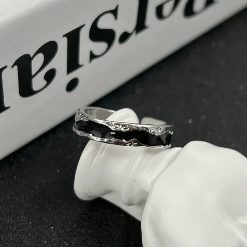 Bague ouverte Goth Punk Fashion Oil Drip pour femmes et hommes, anneau de doigt réglable irrégulier, bijoux de mariage tendance