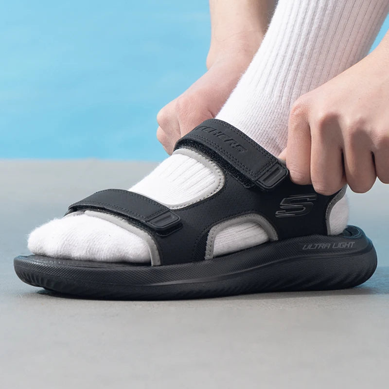 Skechers Men's Casual Comfortable Sports Sandals Beach Shoes Bathroom Sandals Casual Slippers 232893-Bbk