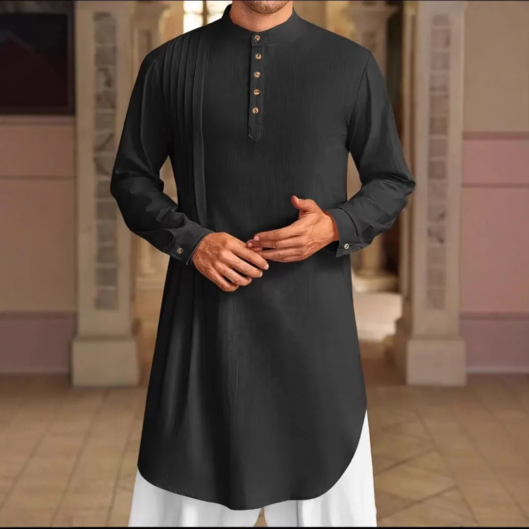 Chemise musulmane ample en coton pour homme du Moyen-Orient, arabe, malaisien, nouveauté 2025