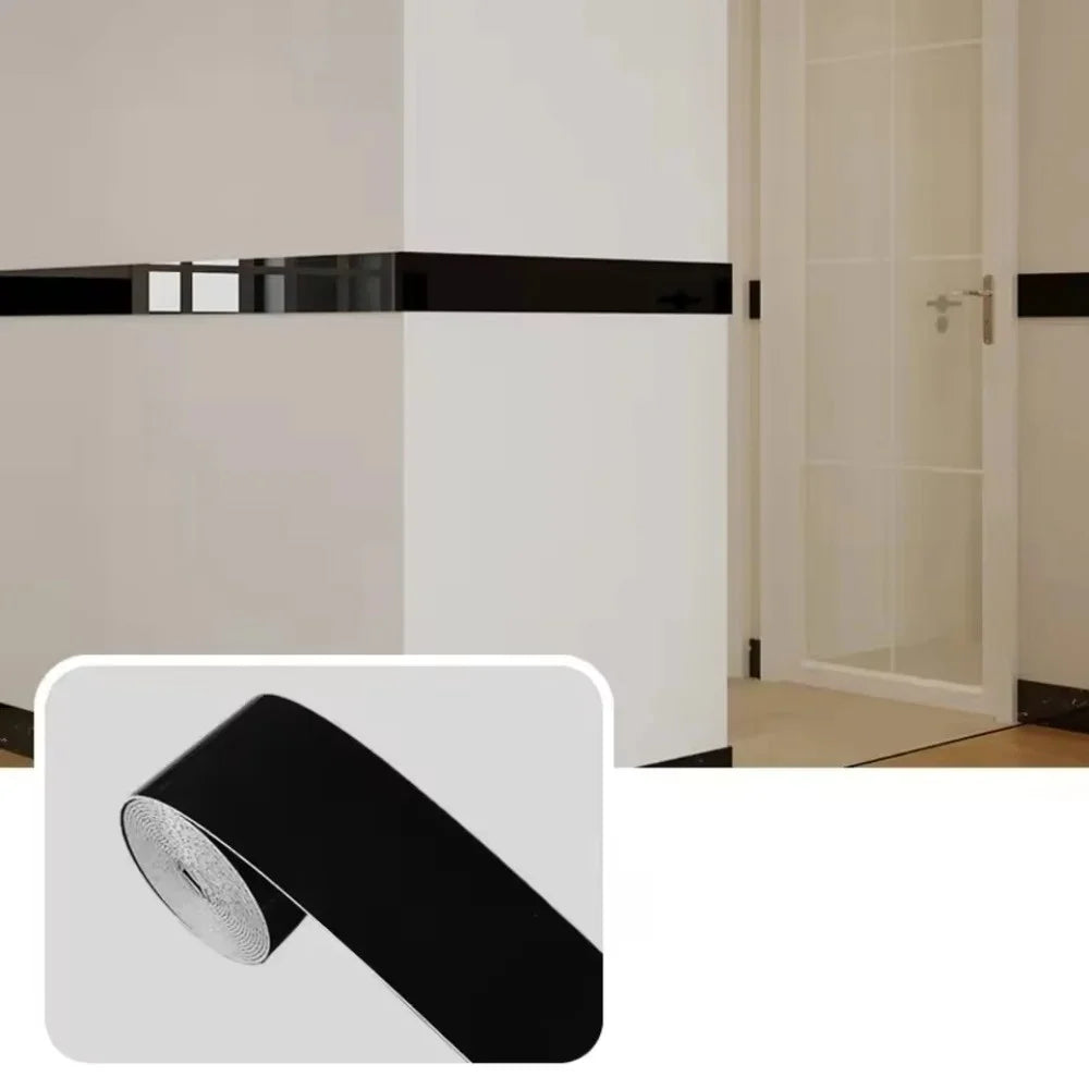 1pc 10cm X 5m PVC Self-Adhesive Marble Baseboard Sticker - Waterproof Skirting Board Protector for Corner Window Sill Home