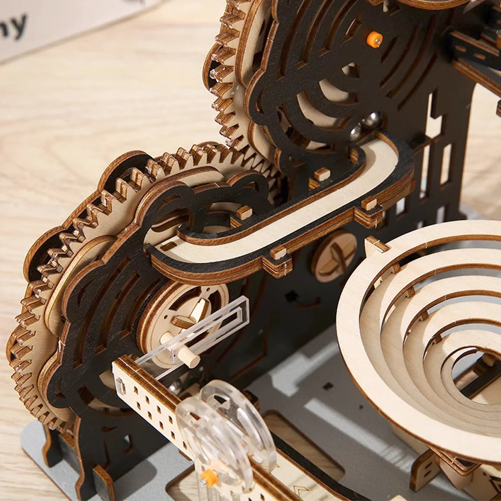 3D Holzpuzzle Murmelbahn Set DIY Aufbau Baukasten STEAM-Engine Lernspielzeug für Erwachsene Kinder Geburtstagsgeschenke