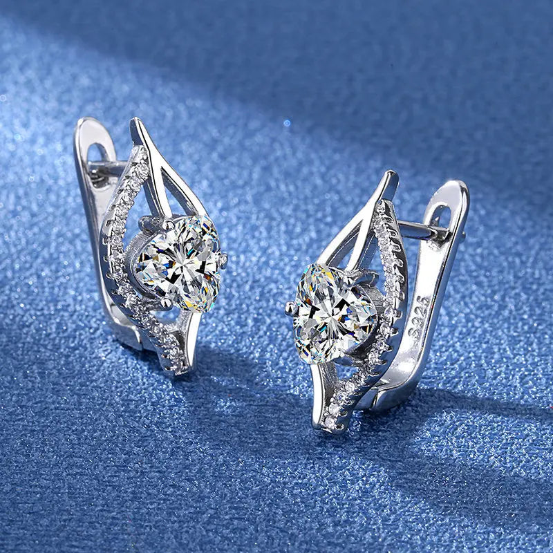 Ohrringe aus 925er Sterlingsilber, Schmuck, hochwertige Retro-Ohrringe mit einfachem Muster, lila-weiße Zirkon-Ohrringe, Bestseller