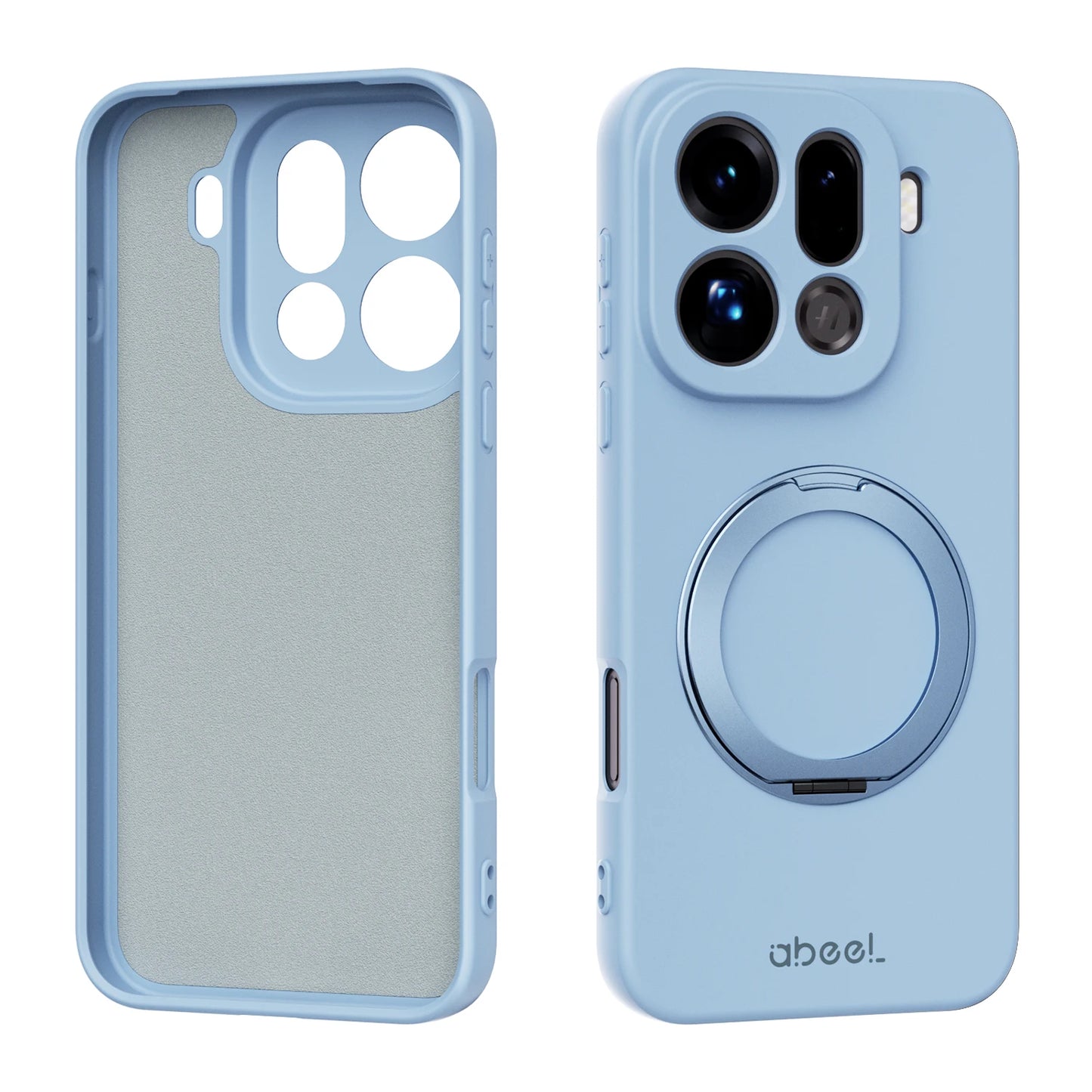 Pour étui OPPO Find X9 Pro en silicone liquide doux au toucher avec support magnétique pour anneau et doublure en fourrure, coque de téléphone portable souple