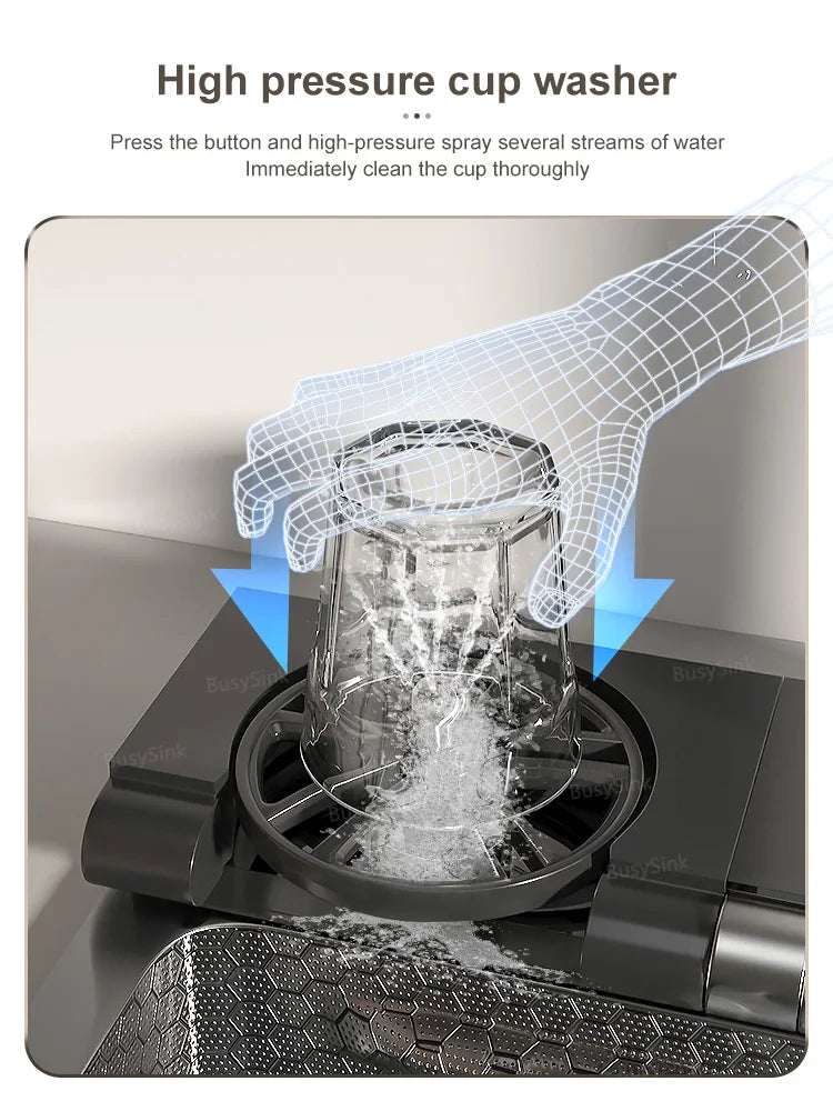 Évier de cuisine multifonction en acier inoxydable avec affichage numérique intelligent, grand bac unique et robinet cascade pour le lavage des légumes