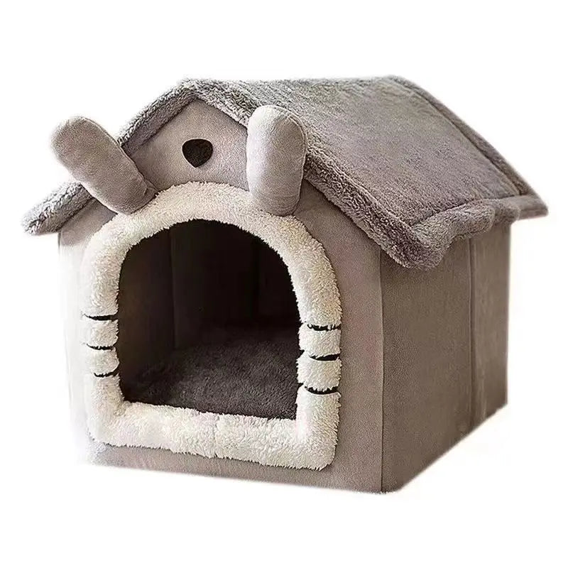 Indoor Warme Hundehütte, weiches Haustierbett, Zelthütte, Hundezwinger, Katzenbett, abnehmbares und waschbares Kissen, ganzjährig universell einsetzbar