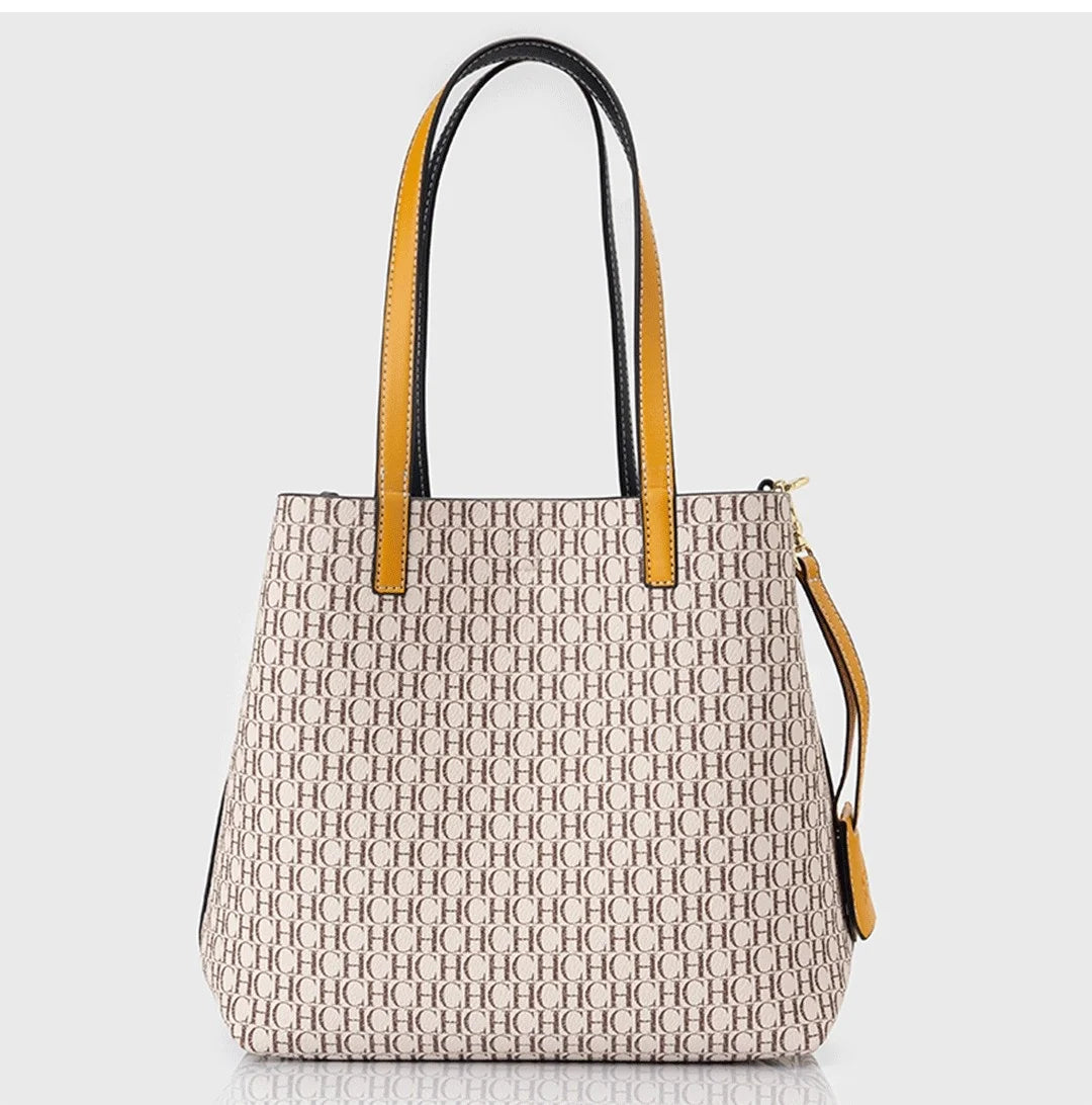 CH Premium Vielseitige Leder Umhängetasche Damen Große Kapazität Alltags Pendler Tasche Buchstabenmuster Design Damen Mode