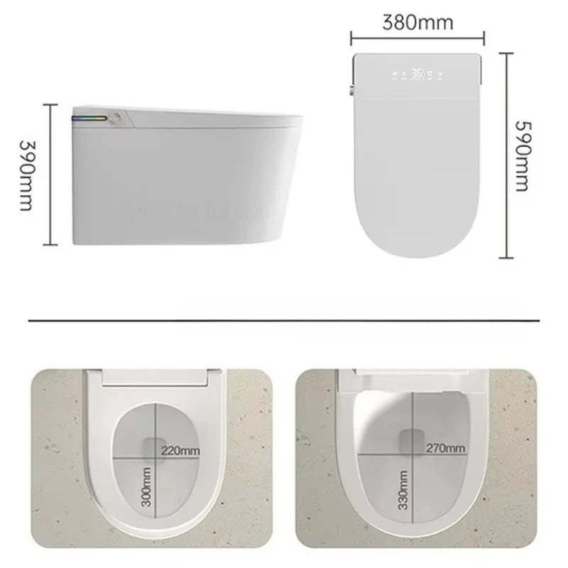 Intelligentes Dusch-WC zur Wandmontage, Smart-WC für das Badezimmer, spülkastenlos, automatisches Öffnen/Schließen, beheizter Sitz, elektrisch, länglich, wandhängend
