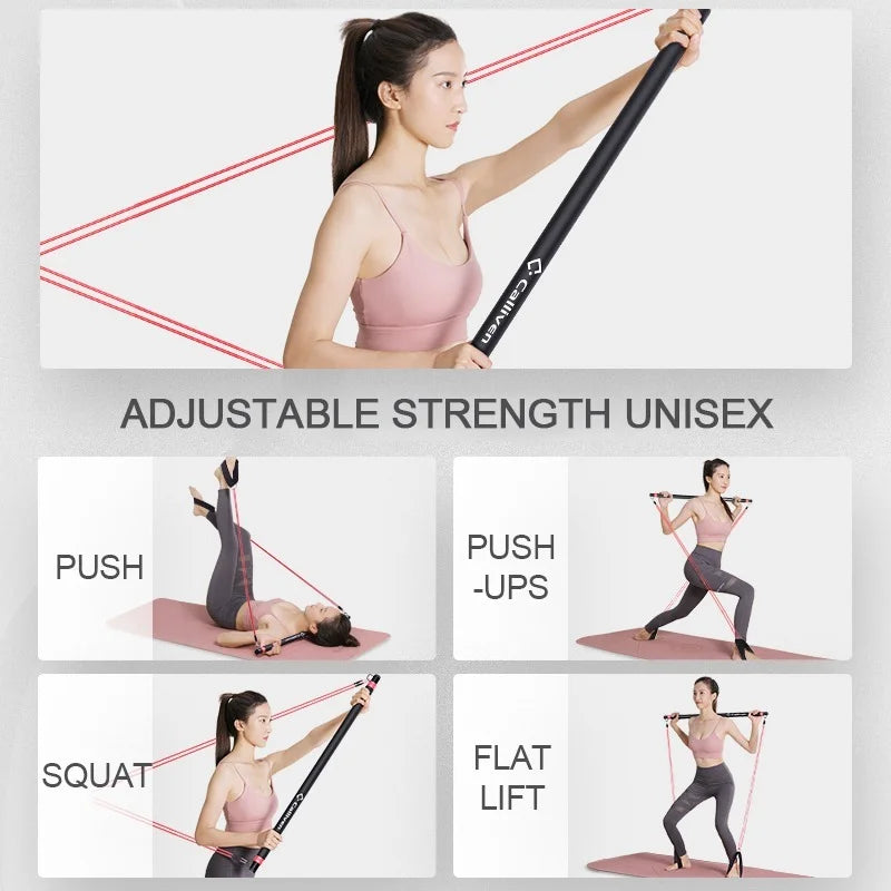 Fitness Widerstandsgummi Yoga Elastisches Band Upgrade Trainingsstange Set Pilates Training Übungsfitnessgeräte Zugseil