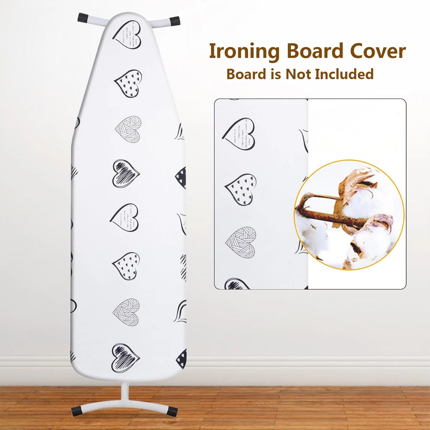 MZXcuin Ironing Board Covers (140x50 cm) Drawstring Tightening with Thick Felt Padding, Easy Fit, Scorch Resistant