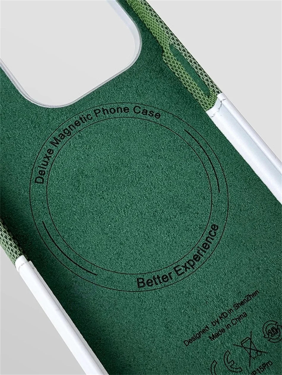 Magsafe Kartenhalter-Lederhülle für iPhone 16 15 13 12 17 Pro Max 14 Plus Tasche Kabelloses Laden Magnetische Abdeckung aus Legierung mit Linsenrahmen
