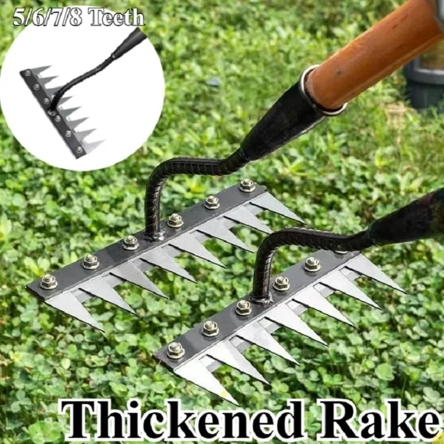 8/7/6/5teeth Garden Weeding Rake Heavy Duty Metal Gardening Hoe Weeding Rake Farm Tool for Gardening Weeding Loosening Soil Rake