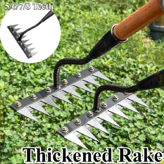 8/7/6/5teeth Garden Weeding Rake Heavy Duty Metal Gardening Hoe Weeding Rake Farm Tool for Gardening Weeding Loosening Soil Rake