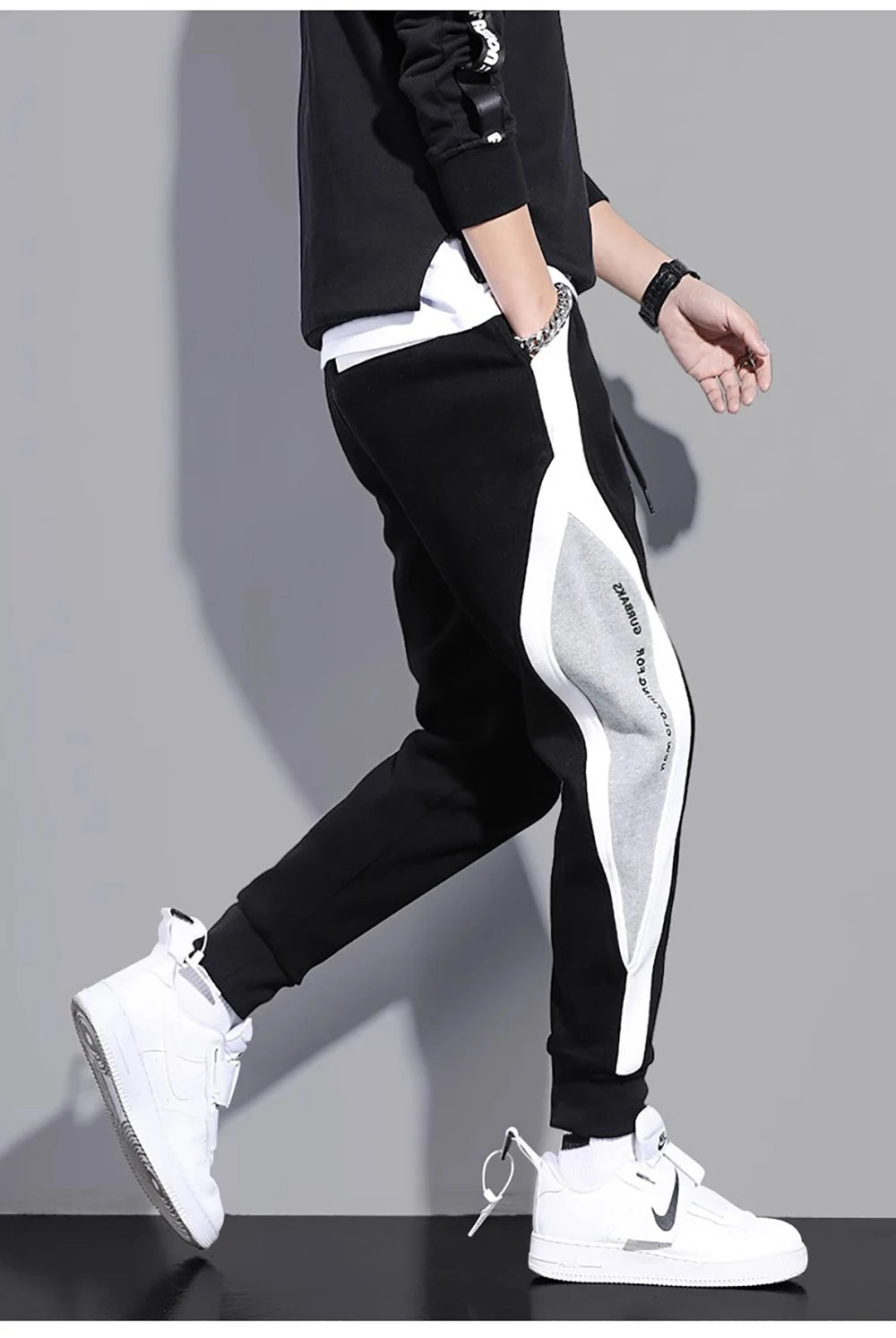Herbst Frühling Herren Sporthose Herren Loose Leggings Patchwork Laufhose Trainingshose Freizeithose Fashion Outfit Hose