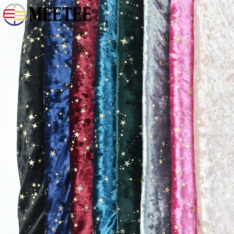 Meetee 45*145cm 90x145cm Polyester-Elasthan-Stoff für Bekleidung Kleiderstoffe DIY Elastischer Samtstoff Nähzubehör