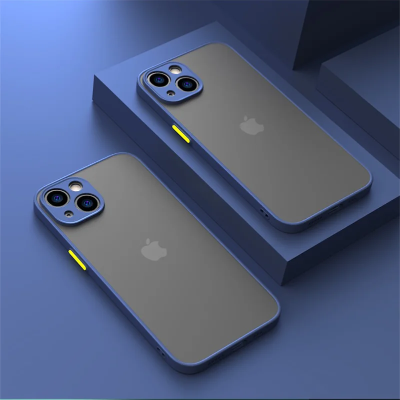 Shockproof Armor Matte Case For iPhone 14 13 12 11 Pro Max XR XS X 6 7 8 Plus SE Mini Silicone Bumper Clear Hard PC Cover Capa