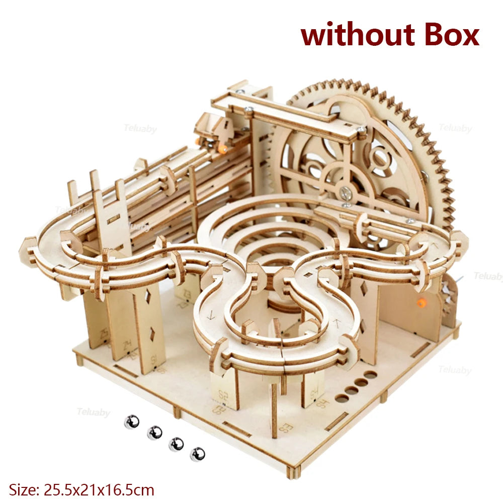Maquette mécanique 3D en bois à monter soi-même – Kits de construction – Jeu de labyrinthe à billes avec 4 billes – Cadeau pour adultes et enfants