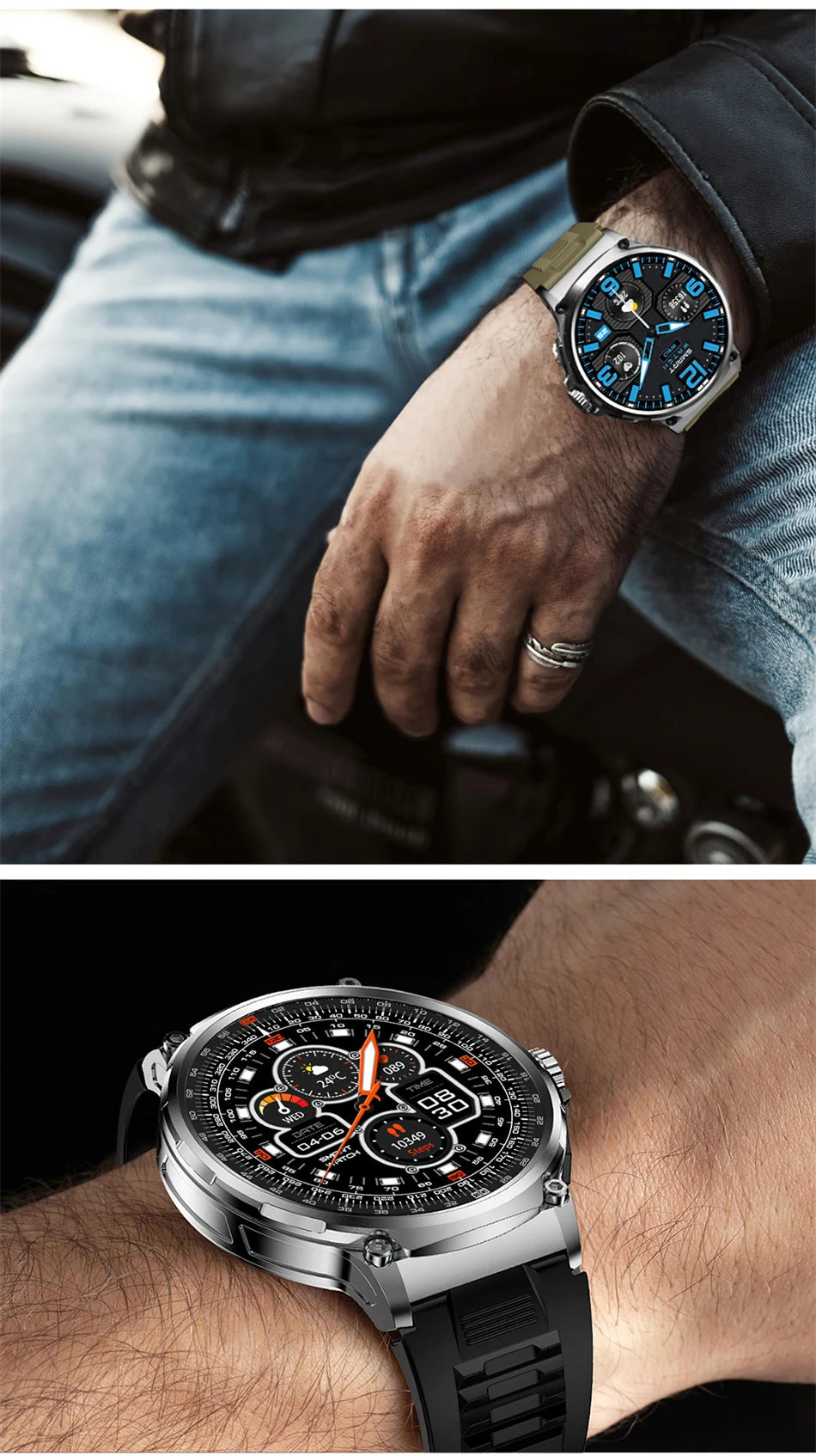 Montre connectée intelligente GPS homme 2026, écran AMOLED HD 1,85 pouces, batterie 710 mAh, appels Bluetooth, pour Android et iOS
