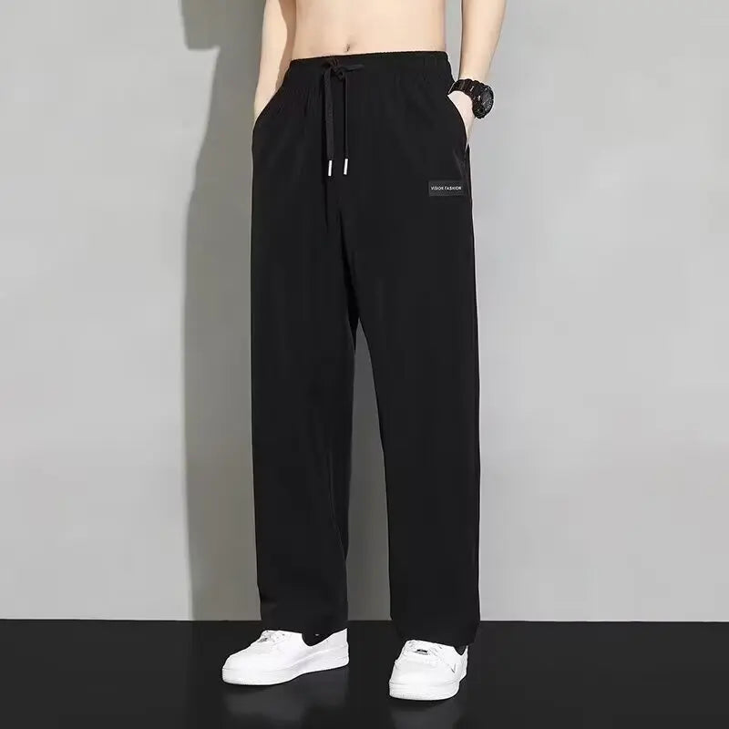 Pantalon de jogging ample et droit pour homme, fin et à séchage rapide, pour l'été, sport et décontracté, mode masculine 2024