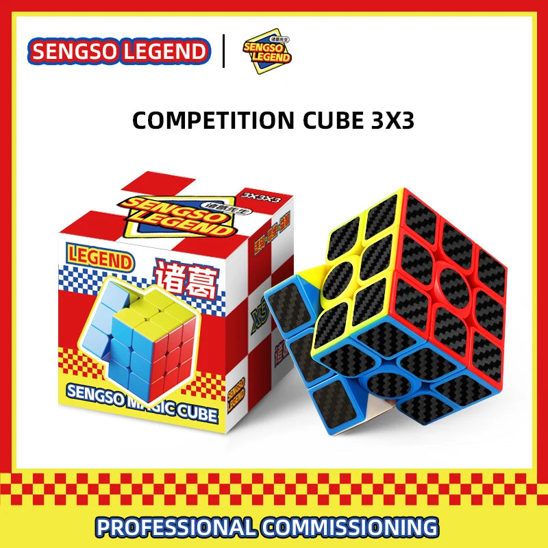 sengso Speed Cube 3x3 | Carbon Fiber Sticker Cube - Leichtgängiger Würfel Professioneller Schneller Puzzle-Würfel für Wettkämpfe Kinder & Erwachsene