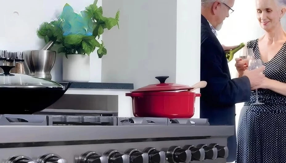 Gasherd 1200mm Breite 3-in-1 Standgerät mit Backofen 6 Kochfelder Gasherd + Gasgrill, Edelstahlofenklappe