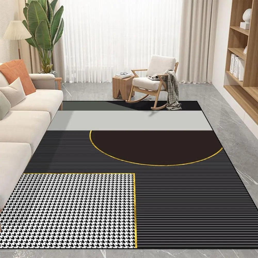 VIKAMA Simple Geometric Living Room Carpet Sofa Coffee Table Cushion Soft Bedroom Bedside Rug Light Luxury Home Decoration