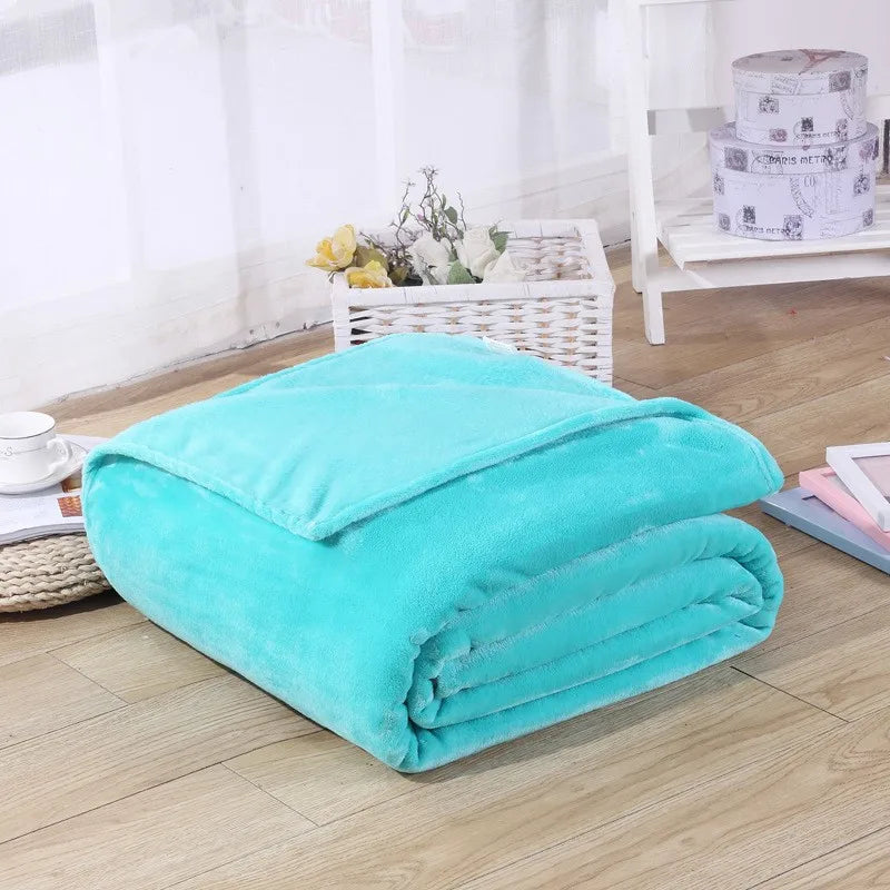 Couvertures en flanelle polaire corail 230 g/m² pour lits, couleur unie bleue rose, douce, chaude et fine, couvre-lit, housse de canapé, couverture plaid en fausse fourrure.