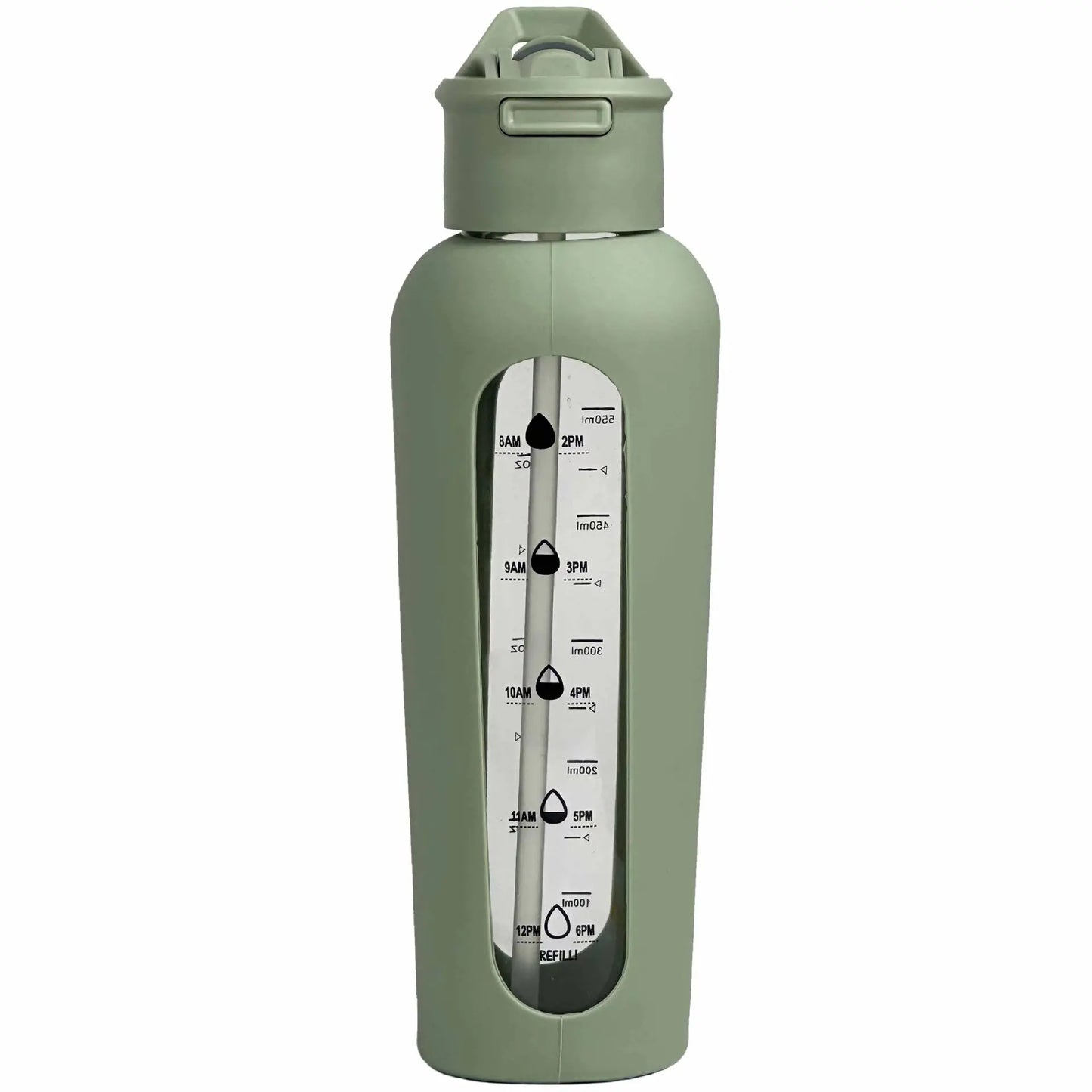 700Ml Handheld Cover Portable Sports Kettle Large Capacity Straw Cup with Graduated Silicone Cover Single-layer Glass Bottle