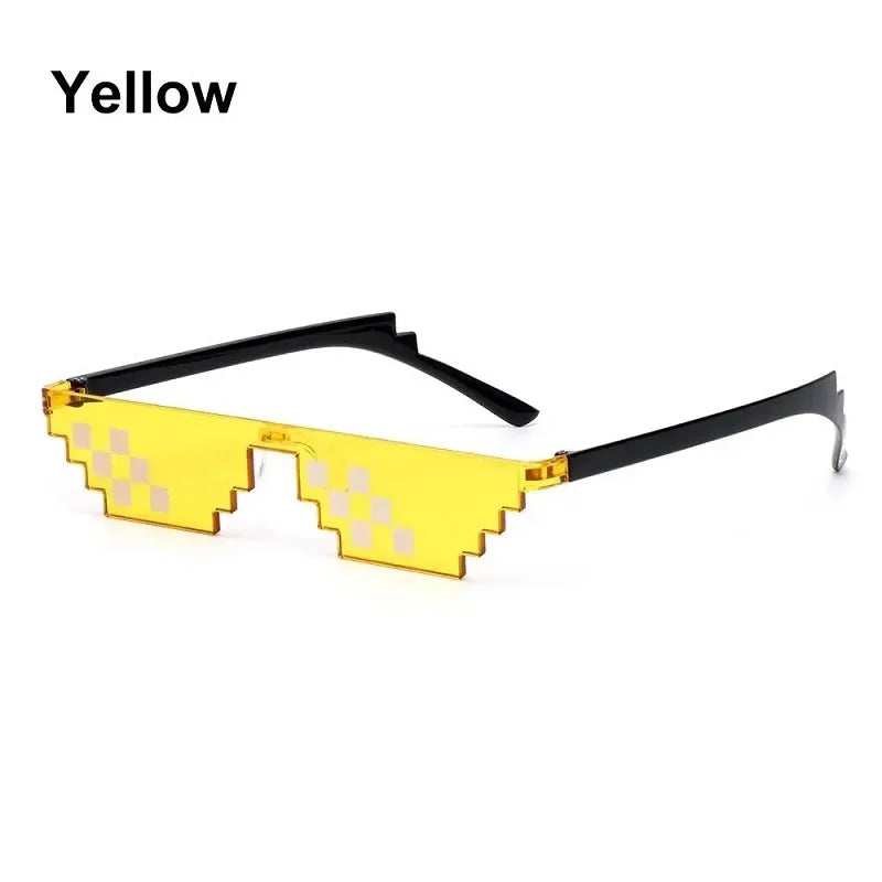 2Pcs Mosaic Sunglasses Cool Party Vintage Shades Eyewear For Men Pixelated Sunglasses Funny Women Glasses