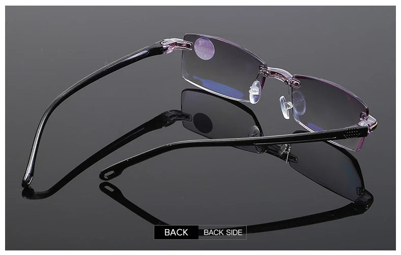 Lunettes de lecture anti-lumière bleue pour femmes, monture sans bords à découpe diamantée, pour hommes, anti-fatigue, hypermétropie, presbytie +1,5