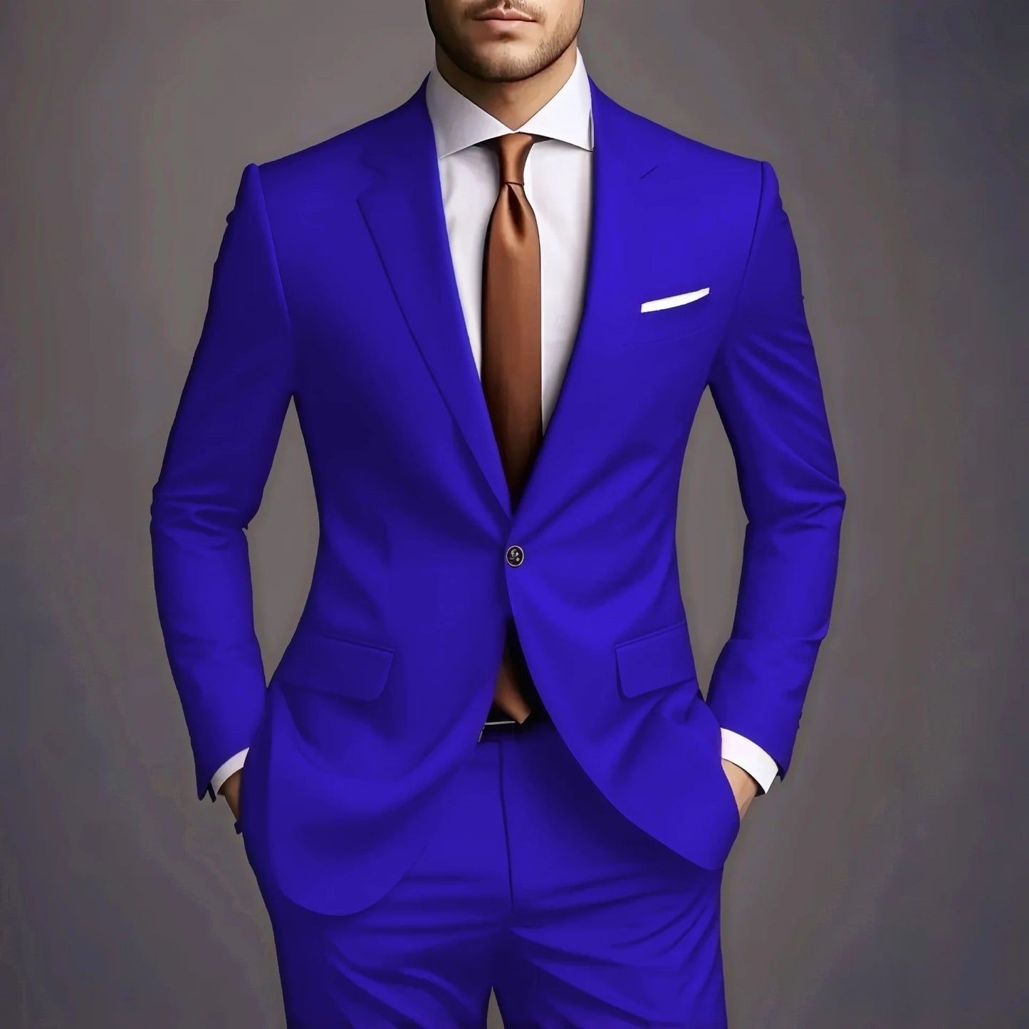 (Jacke + Hose) 2025 Neuer luxuriöser, eleganter Herrenanzug, 2-teiliges Set, modisch, koreanisch, lässig, Slim Fit, für Gesellschaft, Bräutigam, Hochzeit, Smoking