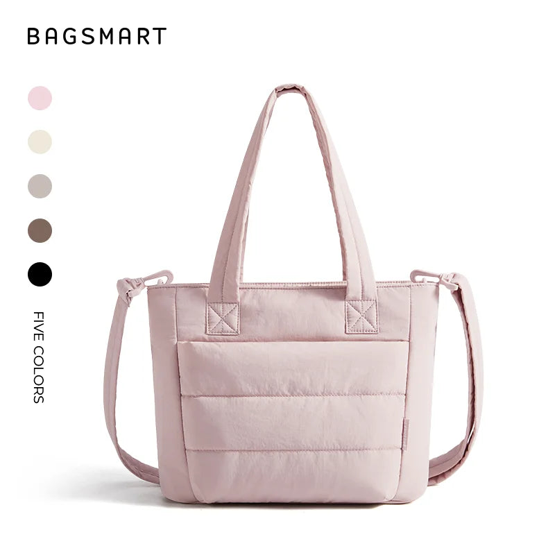BAGSMART Damen Tragetasche Gepolsterte Einzelschultertasche Große Kapazität Studenten College Umhängetasche Lässige Outdoor-Handtasche
